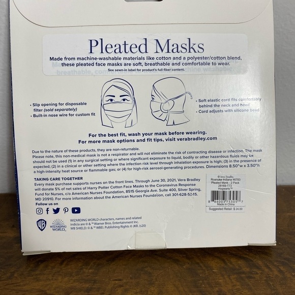 Harry Potter face mask by Vera Bradley new in box - Picture 7 of 8